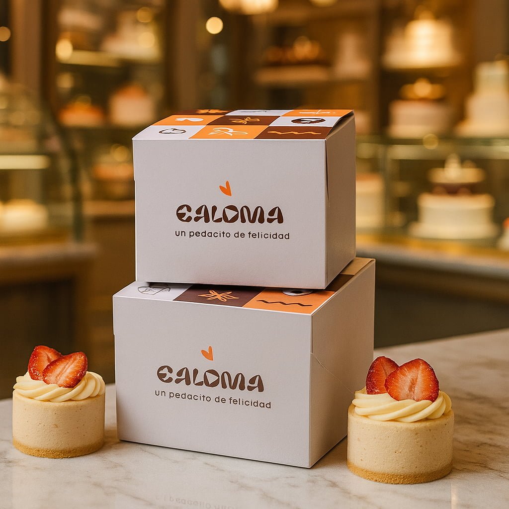 Cajas personalizadas apilables con ilustraciones impresas en la tapa.